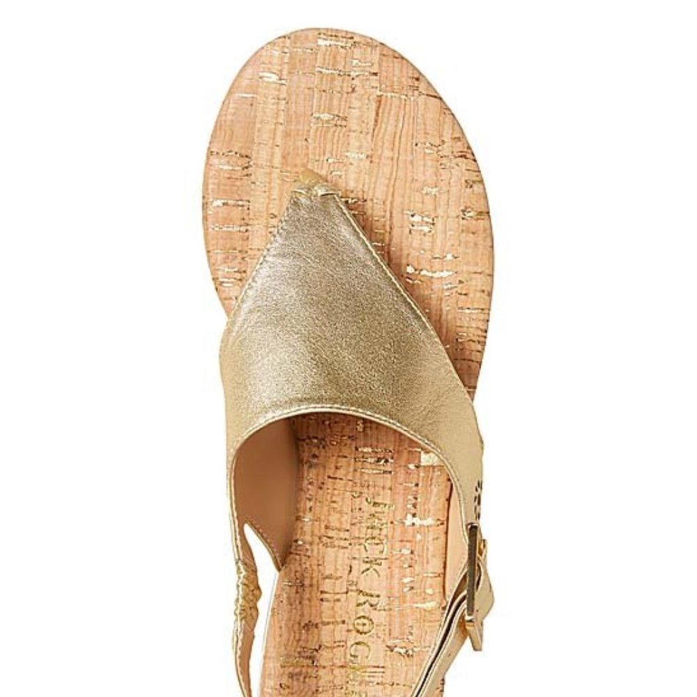 Jack Rogers Gold Gwen Leather Platform Sandal Women 7 - Picture 4 of 11
